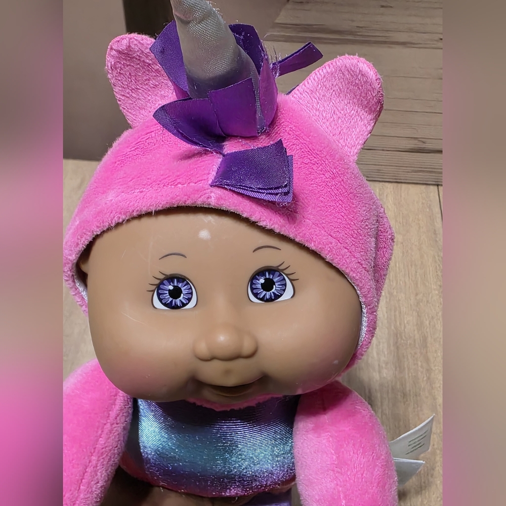 Pink and Purple Unicorn Doll with Blue Accents Cabbage Patch
